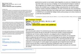 El mail de Santiago Cornejo a Carla Vizotti para explicar el contrapunto por Pfizer