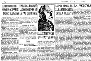La Nación trae la noticia -sobre el extremo superior izquierdo - de la ocupación de Hungría por parte de las tropas alemanas