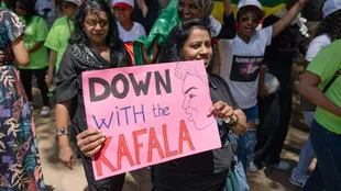 "Abajo el kafala". Trabajadores migrantes protestaron contra este sistema en Líbano