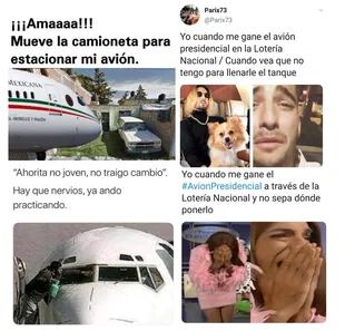 Memes del sorteo del avión presidencial de México bajo el hashtag #SiMeGanoElAvion
