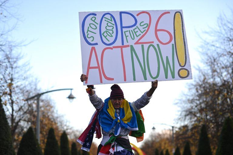 Protestas antes de la Cumbre del Clima, COP26, en Escocia