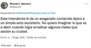 El tuit del analista de granos Ricardo Baccarin