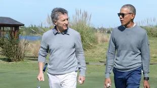 Mauricio Macri y Barack Obama juegan juntos al golf en Bella Vista