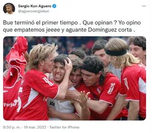 La foto que subió Agüero con Eduardo Domínguez, con quien compartió plantel en Independiente
Foto: captura de pantalla