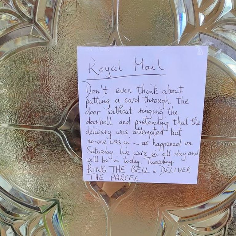 La carta que le dejó una familia británica a un empleado del correo