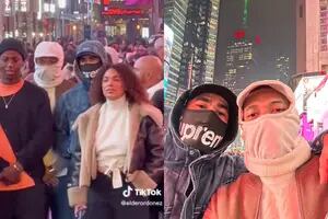 Hakimi y Mbappé pasearon camuflados por Times Square y en redes destacaron la reacción de los turistas