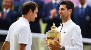 La última premiación, Wimbledon 2019, tras el increíble partido que Djokovic le ganó a Federer