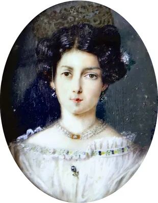 Justa Cané retratada por Jean Philippe Goulu, antes de su casamiento por poder con Varela.