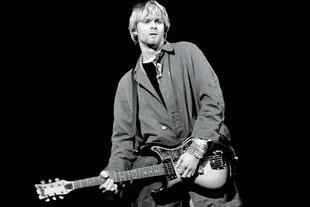 Kurt Cobain en octubre de 1992, en el Estadio de Vélez, cuando la banda tocó en la Argentina
