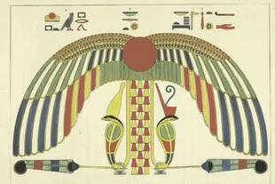 Los templos estaban dedicados a Ra, el dios sol de los antiguos egipcios, aquí representado en un antiguo emblema egipcio