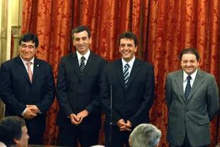 (2008) Carlos Zannini, Florencio Randazzo y Sergio Massa, presentando al flamante secretario de Ambiente y Desarrollo Sustentable, Homero Bibiloni,