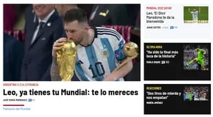Así tituló Marca el triunfo argentino en la Copa del mundo Qatar 2022