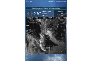 Imagen visible de satélite, en el widget de Meteorología Argentina