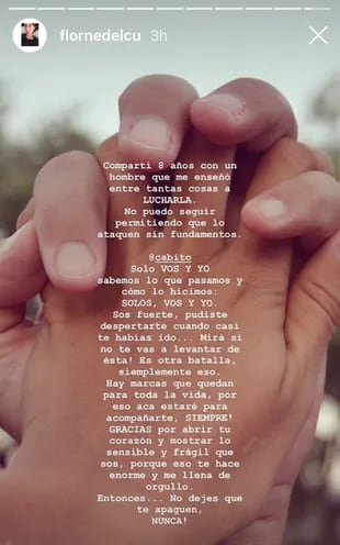 Mensaje de instagram de la ex novia de Cabito