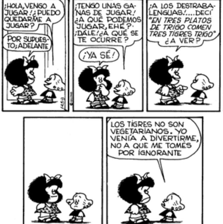 .... Libertad es un poco más radical que Mafalda en sus ideas, sus padres son de izquierda y defiende las causas sociales desde esa visión. 