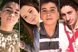 Las víctimas de la masacre en San Miguel del Monte: Gonzalo Domíguez, de 14 años, Camila López y Danilo Sansone, de 13, y Aníbal Suárez, de 22