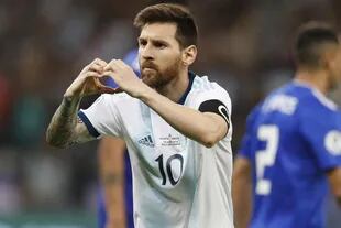 Messi grita su gol ante Paraguay en la Copa América 2019