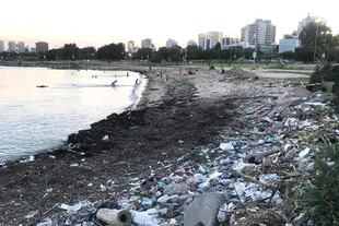 La orilla del río en Vicente López, uno de los lugares en donde el grupo Bond hace recorridas para recolectar residuos