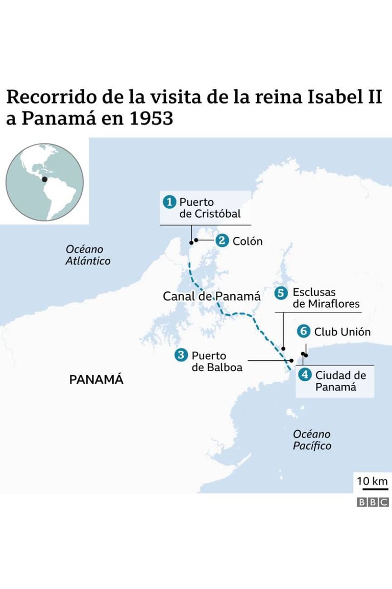 El recorrido de la reina Isabel II a Panamá en 1953
