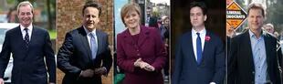 De izq. a der.: Nigel Farage, David Cameron, Nicola Sturgeon, Ed Miliband y Nick Clegg