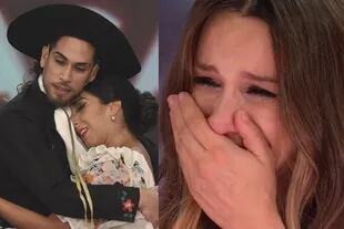 Dos fotos de la noche de ayer: la hermana de Ernesto abrazando a Ernesto y Pampita emocionada hasta las lágrimas por la historia que se estaba contando en el piso
