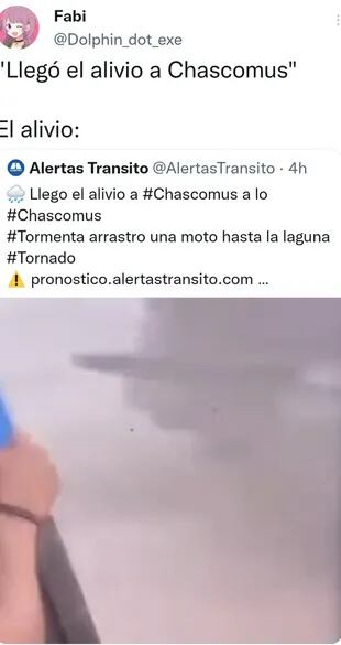 Una persona bromeó con la tormenta y la llegada de las lluvias tras la ola de calor que se vivió en Buenos Aires y gran parte del país