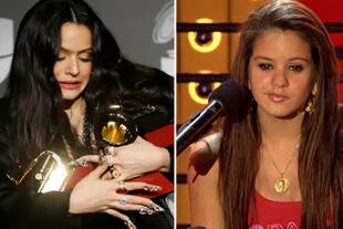Ahora y antes. Rosalía con sus tres premios Grammy latinos que consiguió en la última edición de esta ceremonia y en su paso por un reality