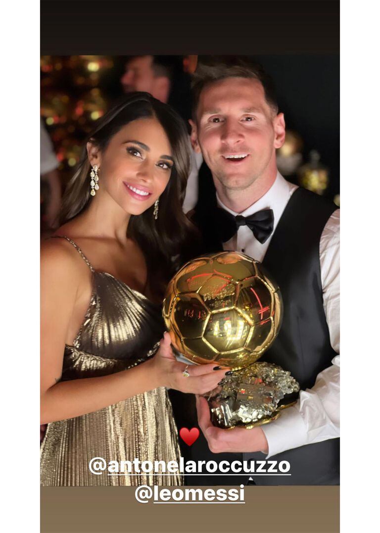 Celebración de Messi por el séptimo balón de oro. Antonela Rocuzzo