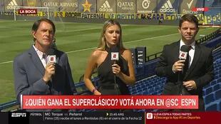 Morena Beltrán se mostró "feliz" por cubrir el Superclásico y cruzó elogios con Sol Pérez