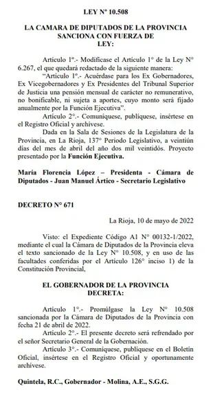 Texto aprobado por la legislatura riojana.