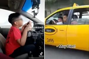 Más imprudencia: un hombre dejó que un niño condujera solo un auto y un taxista le cedió a su hijo el volante