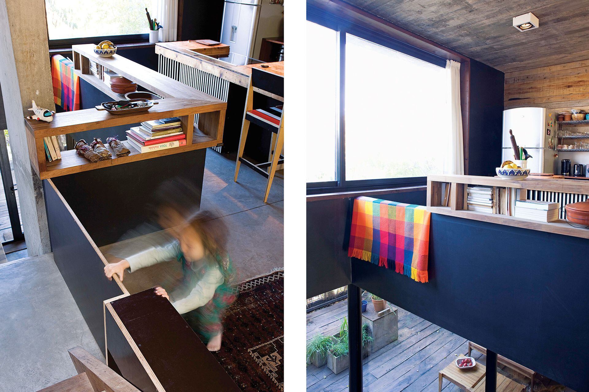 “Tenemos un taller-laboratorio donde hacemos los prototipos de muebles. Ahí diseñamos sus banquetas hechas con materiales de obra”.