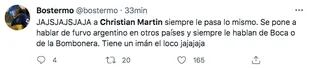 Los hinchas de Boca estallaron con el cruce de Christian Martin con el ultra del PSG