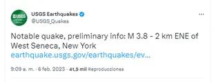Según el Servicio Geológico de Estados Unidos, el sismo fue de 3.8 grados en la escala de Richter