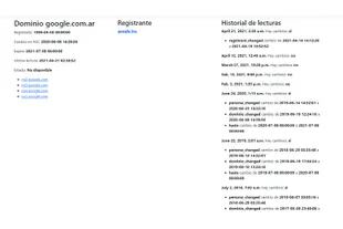 Los cambios que registra DominiosAr, el sitio de Open Data Córdoba que rastrea cambios en la propiedad de dominios nacionales
