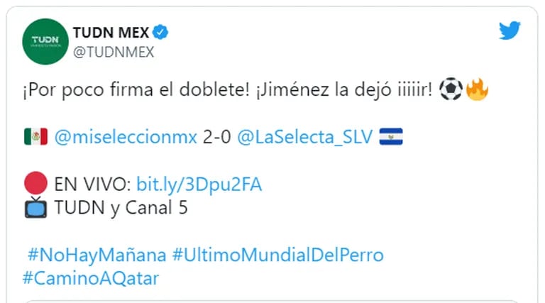 (Credit: Twitter / @tudnmex) Mexico miss out on third goal prospect