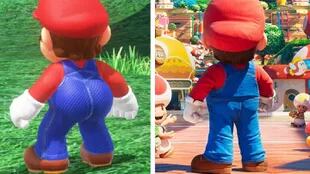 El cambio en la baja espalda de Mario entre los videos anteriores y el que muestra la película