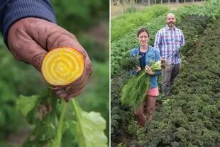 Paula Segura Mallmann, cocinera, y Emiliano Cordeiro, sommelier, comenzaron a cultivar verduras porque no encontraban en la zona productos de calidad.