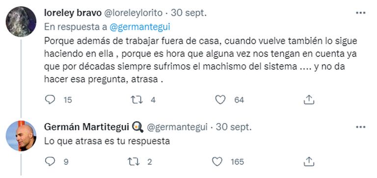 Los fuertes tuits que Martitegui intercambió con otros usuarios en las redes