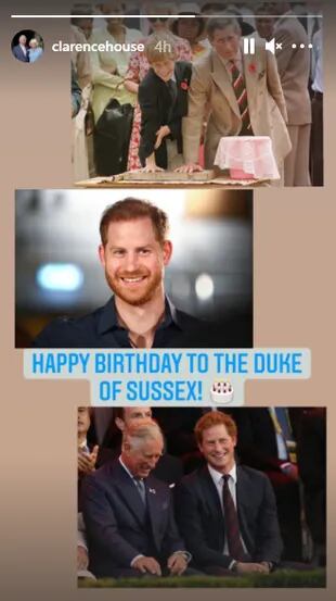 El príncipe Carlos quiso saludar a Harry con imágenes de diferentes momentos de su vida