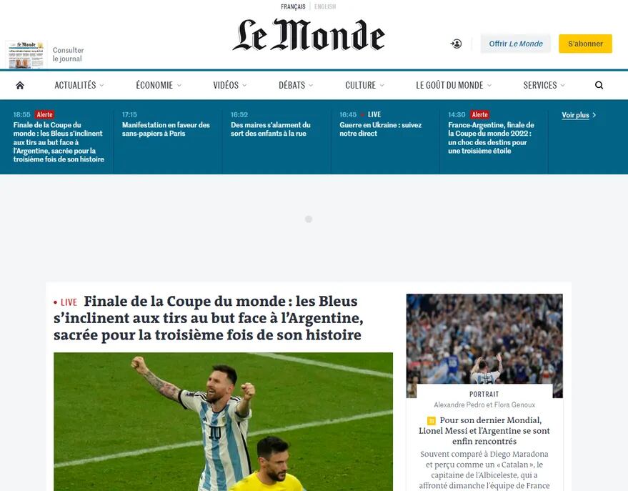 Así tituló Le Monde el triunfo argentino