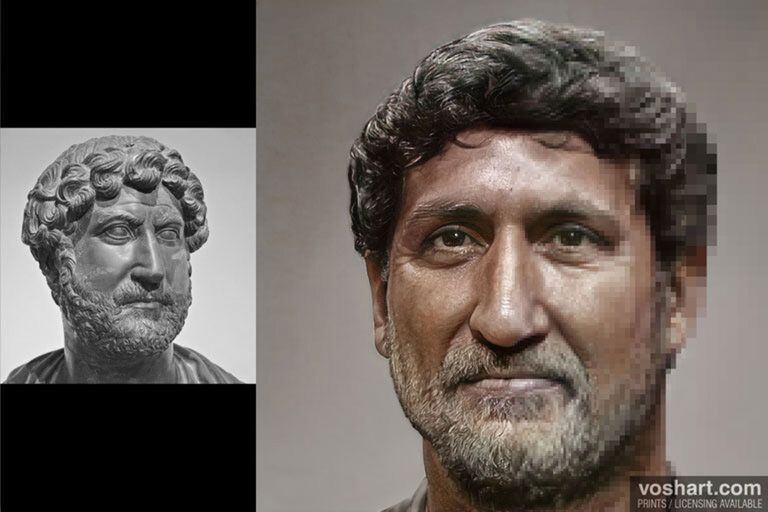 El rostro de Adriano, quien fue emperador de Roma entre el 117 y el 138