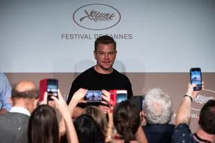 Damon llega a la conferencia de prensa de la película Stillwater, en Cannes