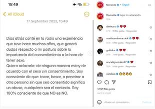El descargo de Flor Torrente tras hablar de sexo sin consentimiento en el programa de Diego Leuco (Foto: Captura de Instagram)