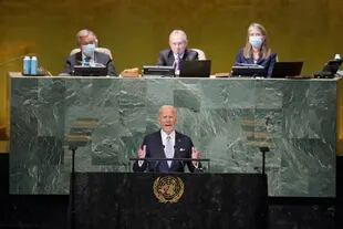 El presidente estadounidense, Joe Biden, habló sobre la guerra en Ucrania en la 77ma sesión de la Asamblea General de las Naciones Unidas, este miércoles 21 de setiembre de 2022 en la sede de la ONU.   (AP Foto/Mary Altaffer)