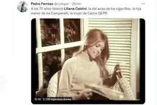Varios usuarios recordaron a Liliana Caldini con su video de la publicidad de Chesterfield, del año 1969
