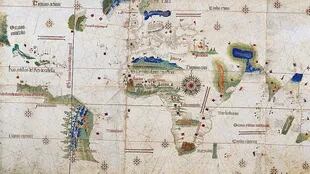 Este mapa de 1502 muestra el territorio del nuevo mundo descubierto por Cristobal Colón.