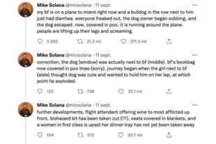 El posteo de Mike Solana sobre la pesadilla que vivió su novio en un vuelo de Miami