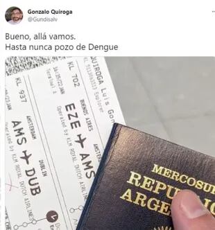 Gonzalo compartió un posteo durante la espera en el aeropuerto