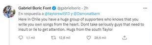 El apoyo de Gabriel Boric a Taylor Swift.